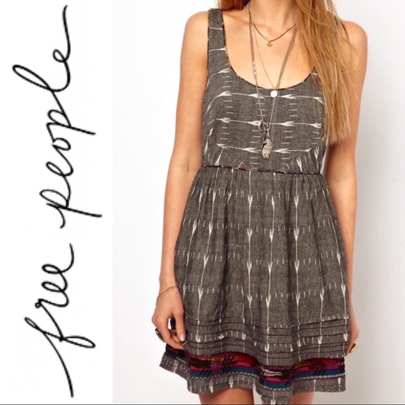 Free People Dresses & Skirts - Free People New Romantics Gray Tribal Print Dress